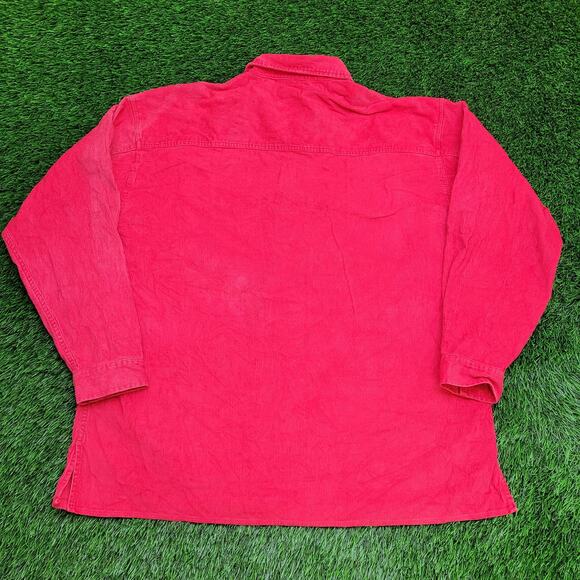 Marlboro Corduroy 1/4-Zip Polo Shirt Large 27x32 Baggy Red - Picture 2 of 16